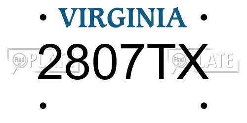 2807TX Virginia License Plate