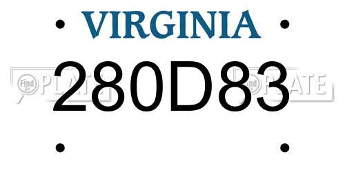 280D83 Virginia License Plate