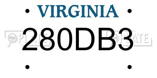 280DB3 Virginia License Plate