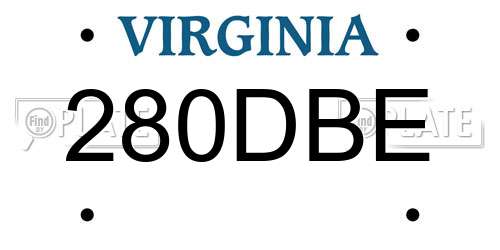 280DBE Virginia License Plate