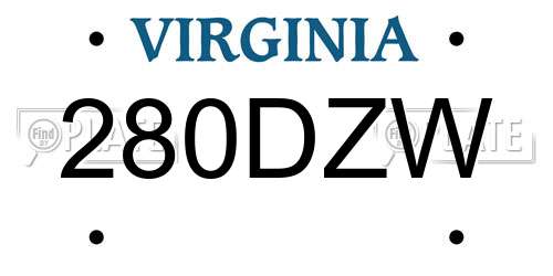 280DZW Virginia License Plate