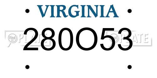 280O53 Virginia License Plate