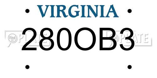 280OB3 Virginia License Plate