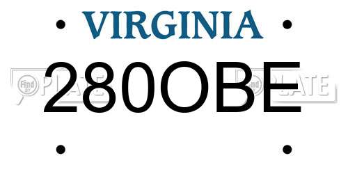 280OBE Virginia License Plate