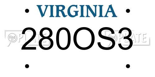 280OS3 Virginia License Plate