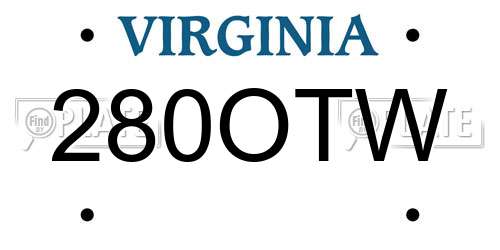 280OTW Virginia License Plate