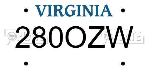 280OZW Virginia License Plate