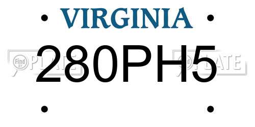 280PH5 Virginia License Plate