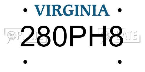 280PH8 Virginia License Plate