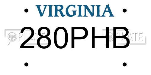 280PHB Virginia License Plate