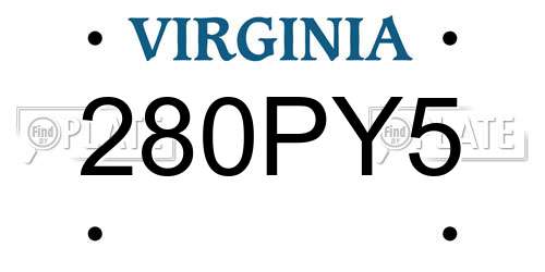 280PY5 Virginia License Plate