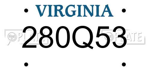 280Q53 Virginia License Plate