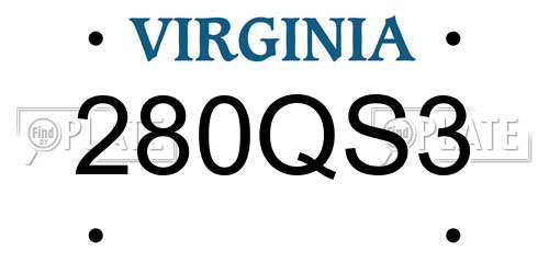 280QS3 Virginia License Plate