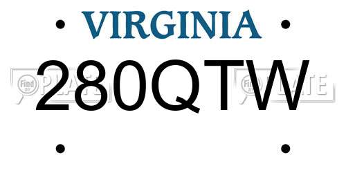 280QTW Virginia License Plate