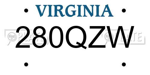 280QZW Virginia License Plate