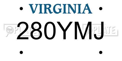 280YMJ Virginia License Plate