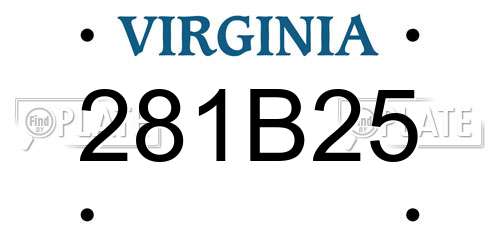 281B25 Virginia License Plate