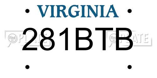 281BTB Virginia License Plate