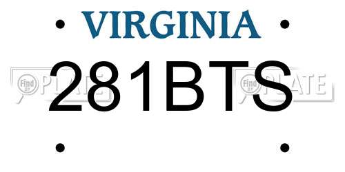 281BTS Virginia License Plate