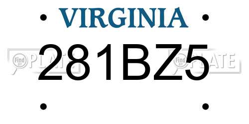 281BZ5 Virginia License Plate