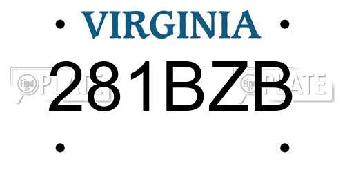 281BZB Virginia License Plate