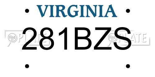 281BZS Virginia License Plate