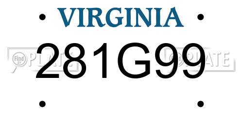 281G99 Virginia License Plate