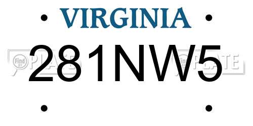 281NW5 Virginia License Plate