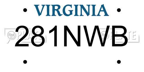 281NWB Virginia License Plate