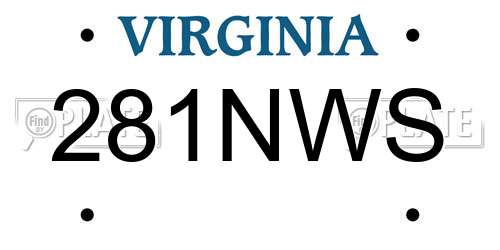 281NWS Virginia License Plate