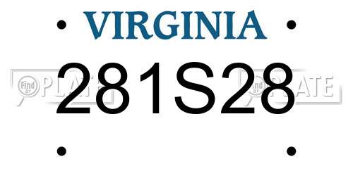 281S28 Virginia License Plate