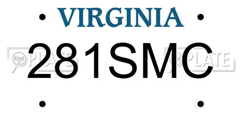 281SMC Virginia License Plate