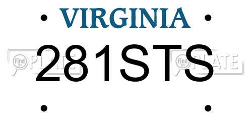281STS Virginia License Plate
