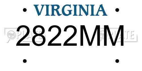 2822MM Virginia License Plate