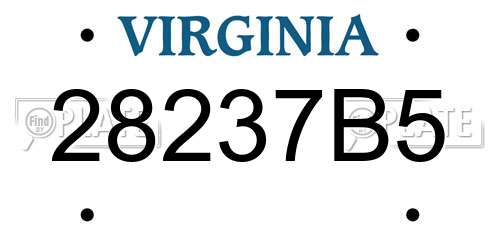 28237B5 Virginia License Plate
