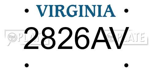 2826AV Virginia License Plate