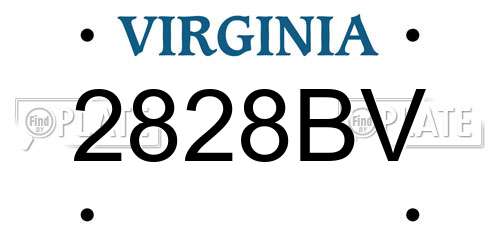 2828BV Virginia License Plate