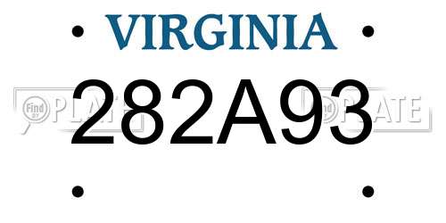 282A93 Virginia License Plate