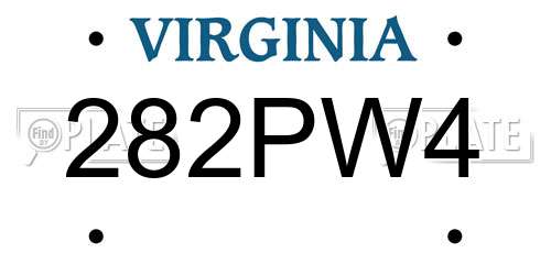 282PW4 Virginia License Plate