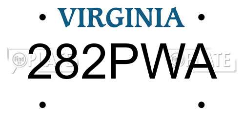 282PWA Virginia License Plate