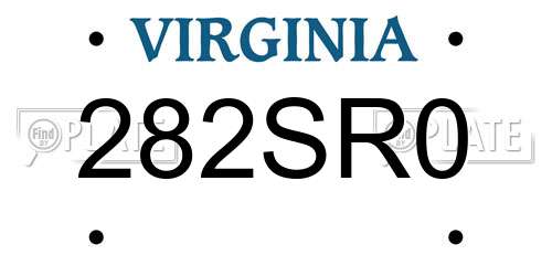 282SR0 Virginia License Plate