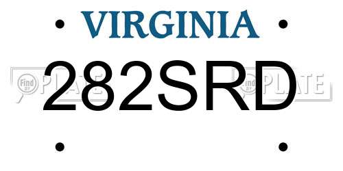 282SRD Virginia License Plate