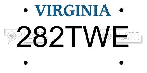 282TWE Virginia License Plate