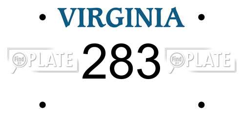 283 Virginia License Plate