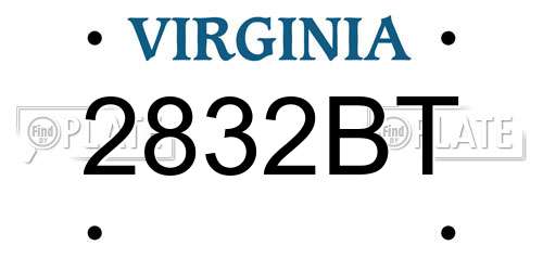 2832BT Virginia License Plate