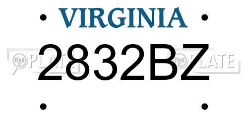 2832BZ Virginia License Plate