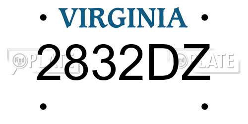 2832DZ Virginia License Plate