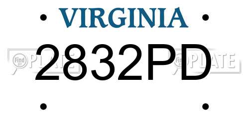 2832PD Virginia License Plate