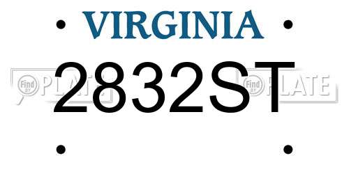 2832ST Virginia License Plate