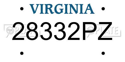 28332PZ Virginia License Plate